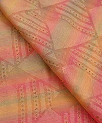Pink Shaded Chiffon Fabric with Brasso and Glitter Dots