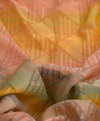 Yellow Shaded Chiffon Fabric with Brasso and Glitter Dots