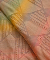 Yellow Shaded Chiffon Fabric with Brasso and Glitter Dots