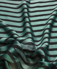Bottle Green Shaded Chiffon Fabric with Stripes