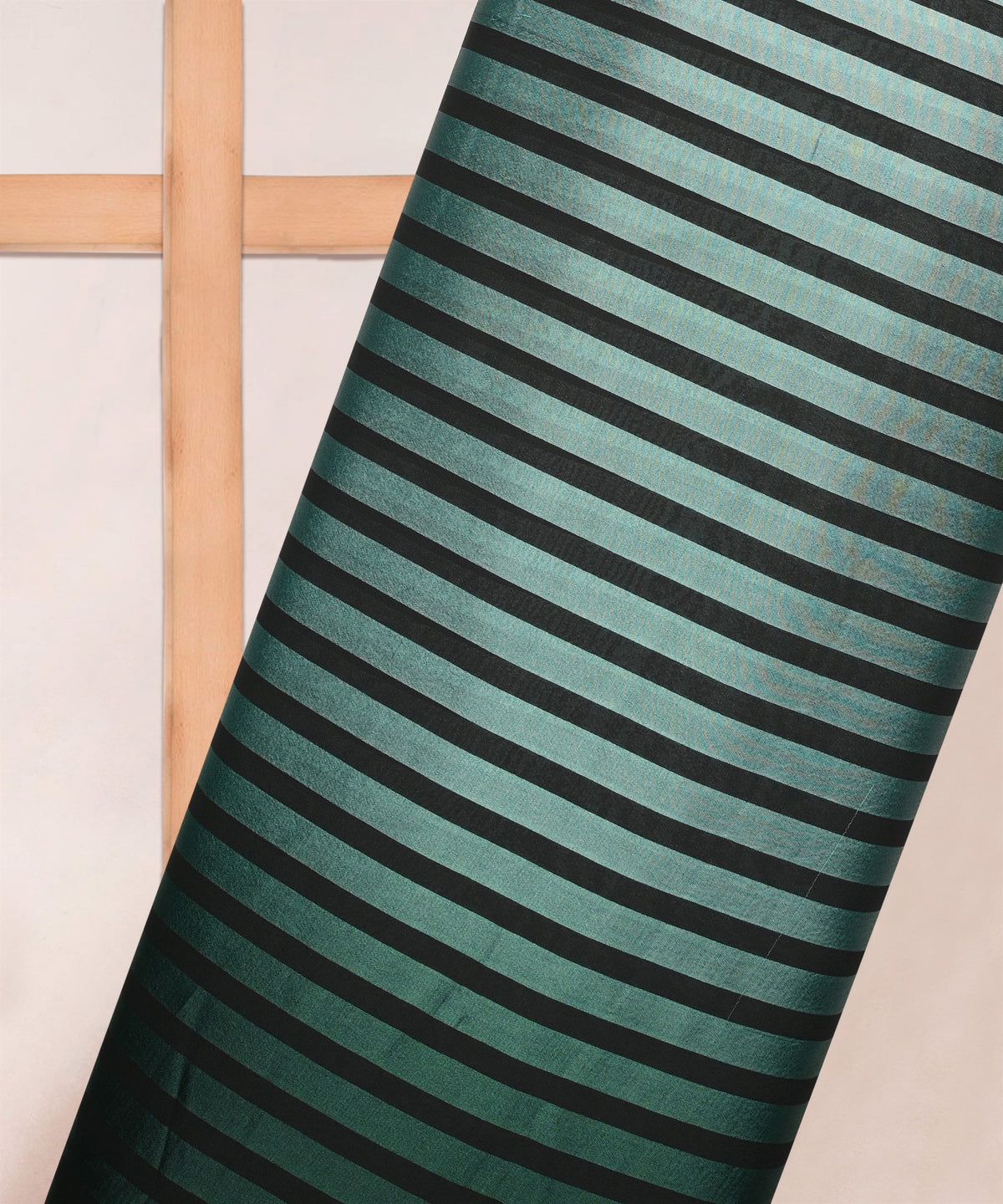 Bottle Green Shaded Chiffon Fabric with Stripes