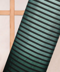 Bottle Green Shaded Chiffon Fabric with Stripes