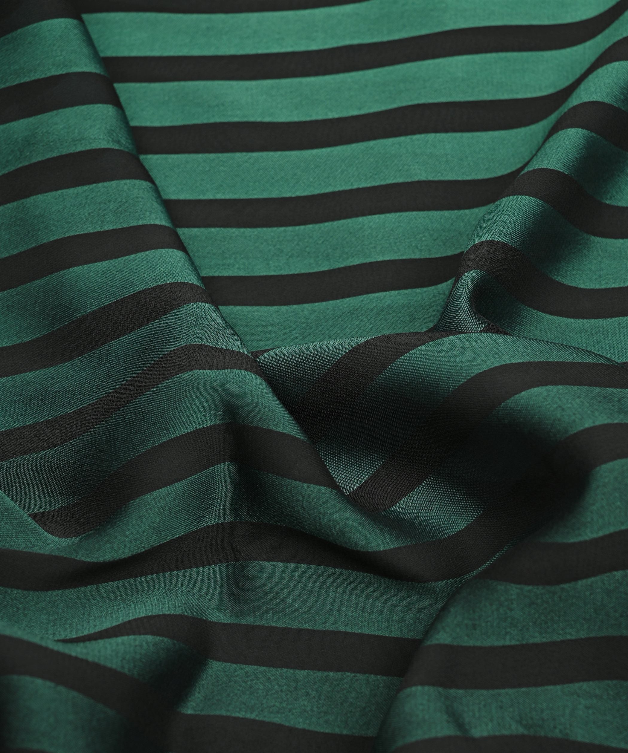 Dark Teal Shaded Chiffon Fabric with Stripes