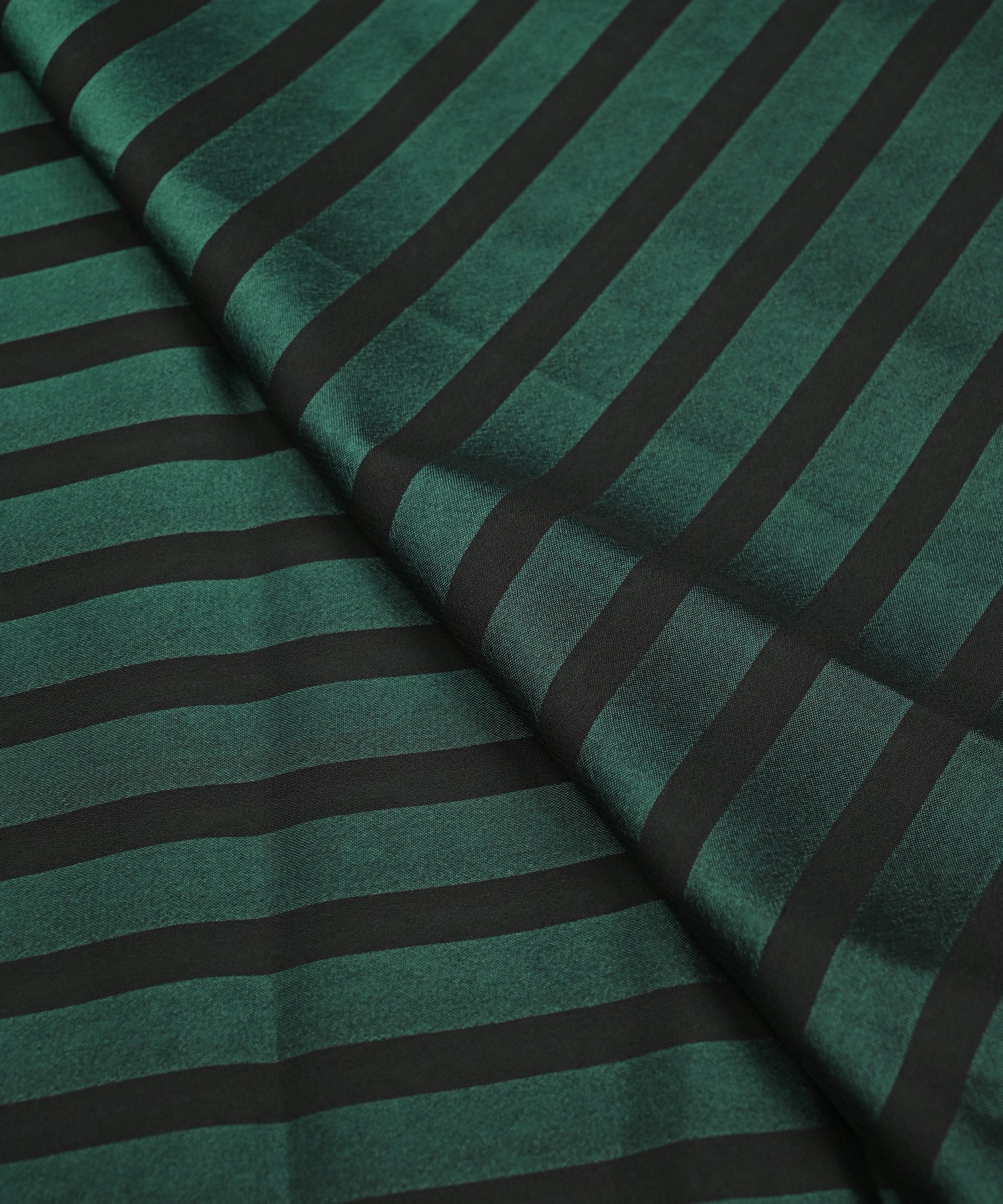 Dark Teal Shaded Chiffon Fabric with Stripes