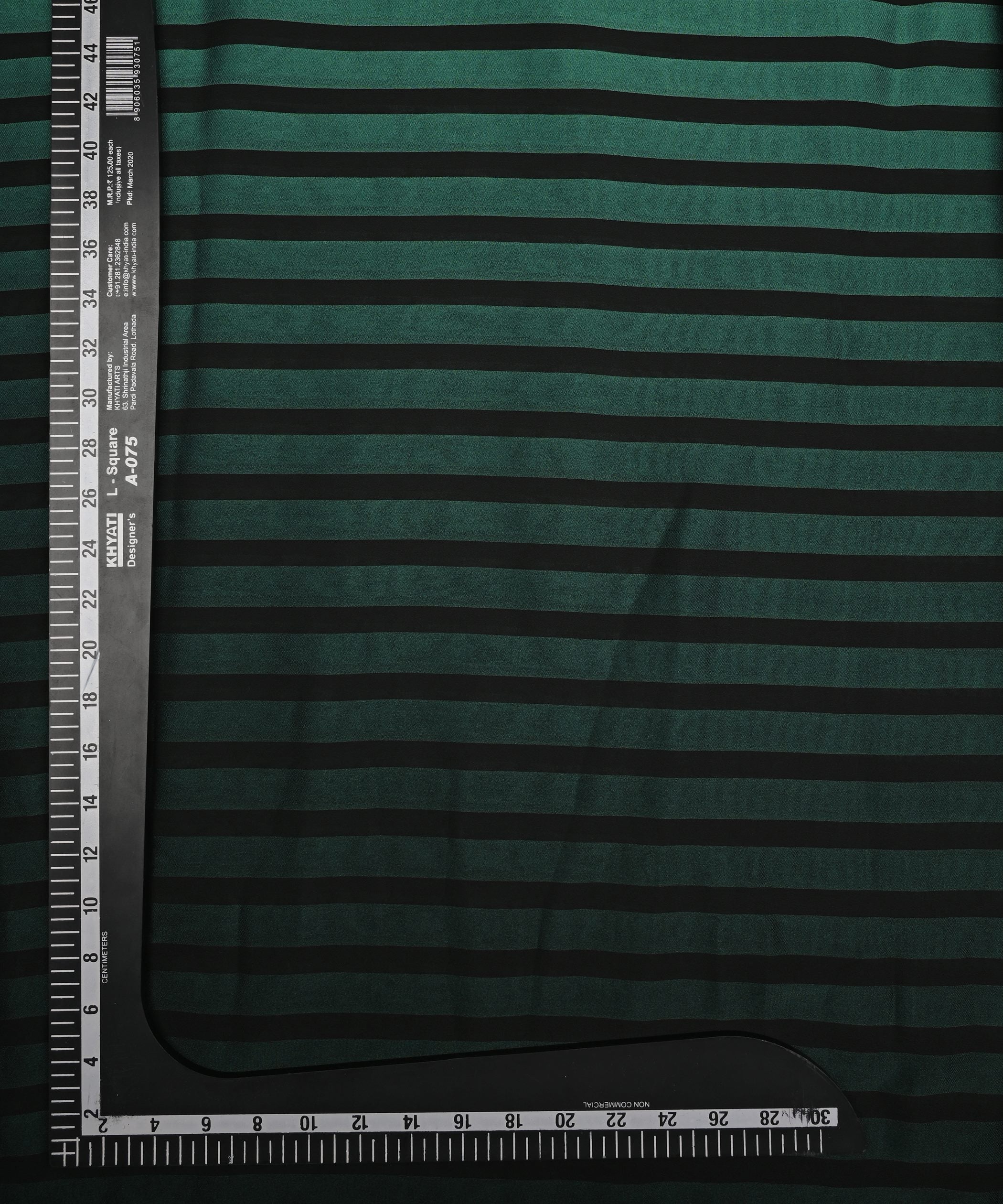 Dark Teal Shaded Chiffon Fabric with Stripes