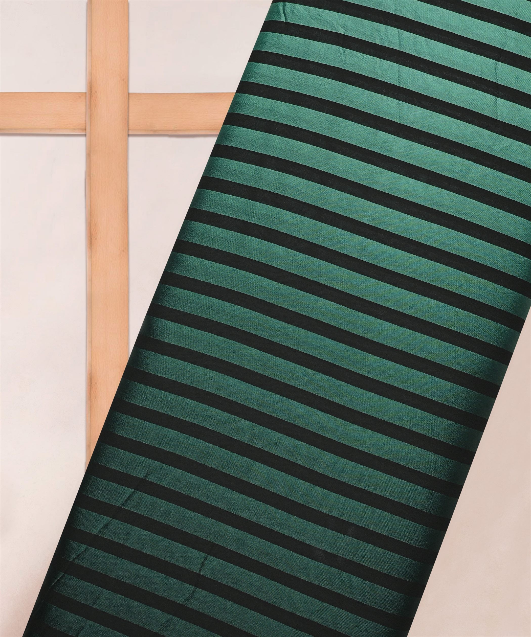Dark Teal Shaded Chiffon Fabric with Stripes