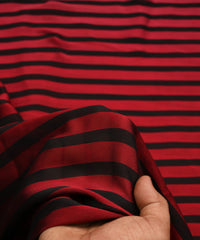 Maroon Shaded Chiffon Fabric with Stripes