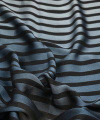 Navy Blue Shaded Chiffon Fabric with Stripes