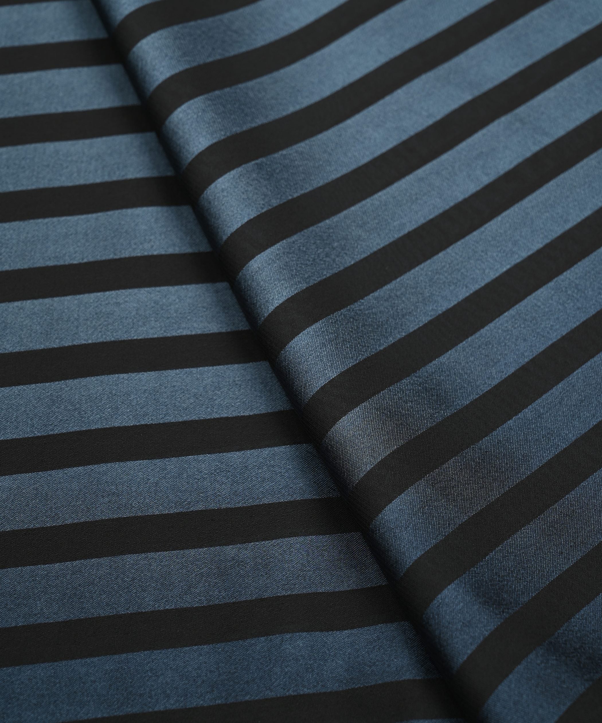 Navy Blue Shaded Chiffon Fabric with Stripes