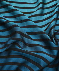 Royal Blue Shaded Chiffon Fabric with Stripes