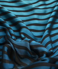 Royal Blue Shaded Chiffon Fabric with Stripes