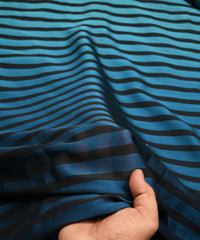 Royal Blue Shaded Chiffon Fabric with Stripes
