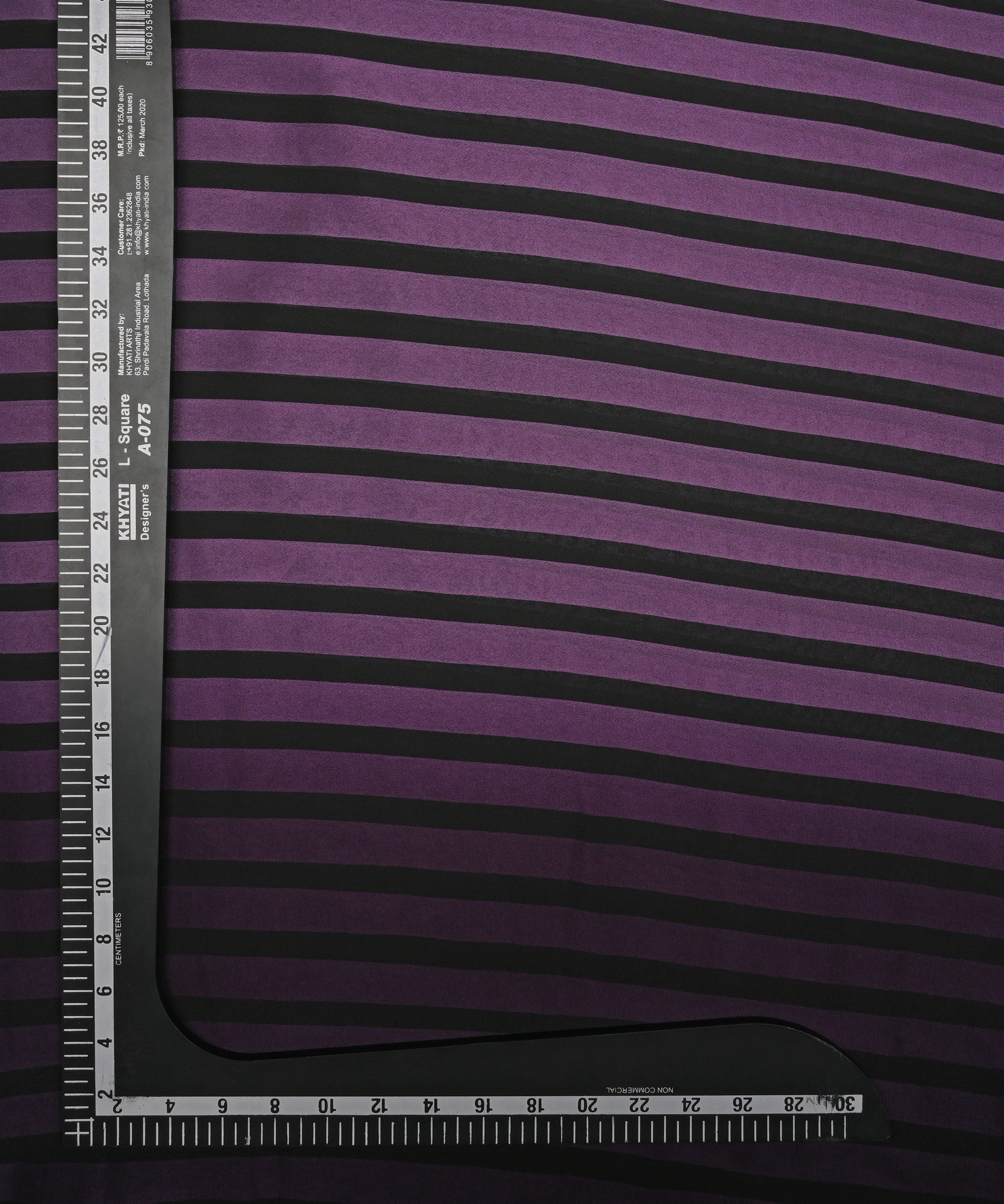Violet Shaded Chiffon Fabric with Stripes