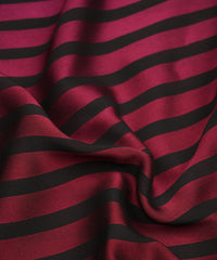 Wine Shaded Chiffon Fabric with Stripes