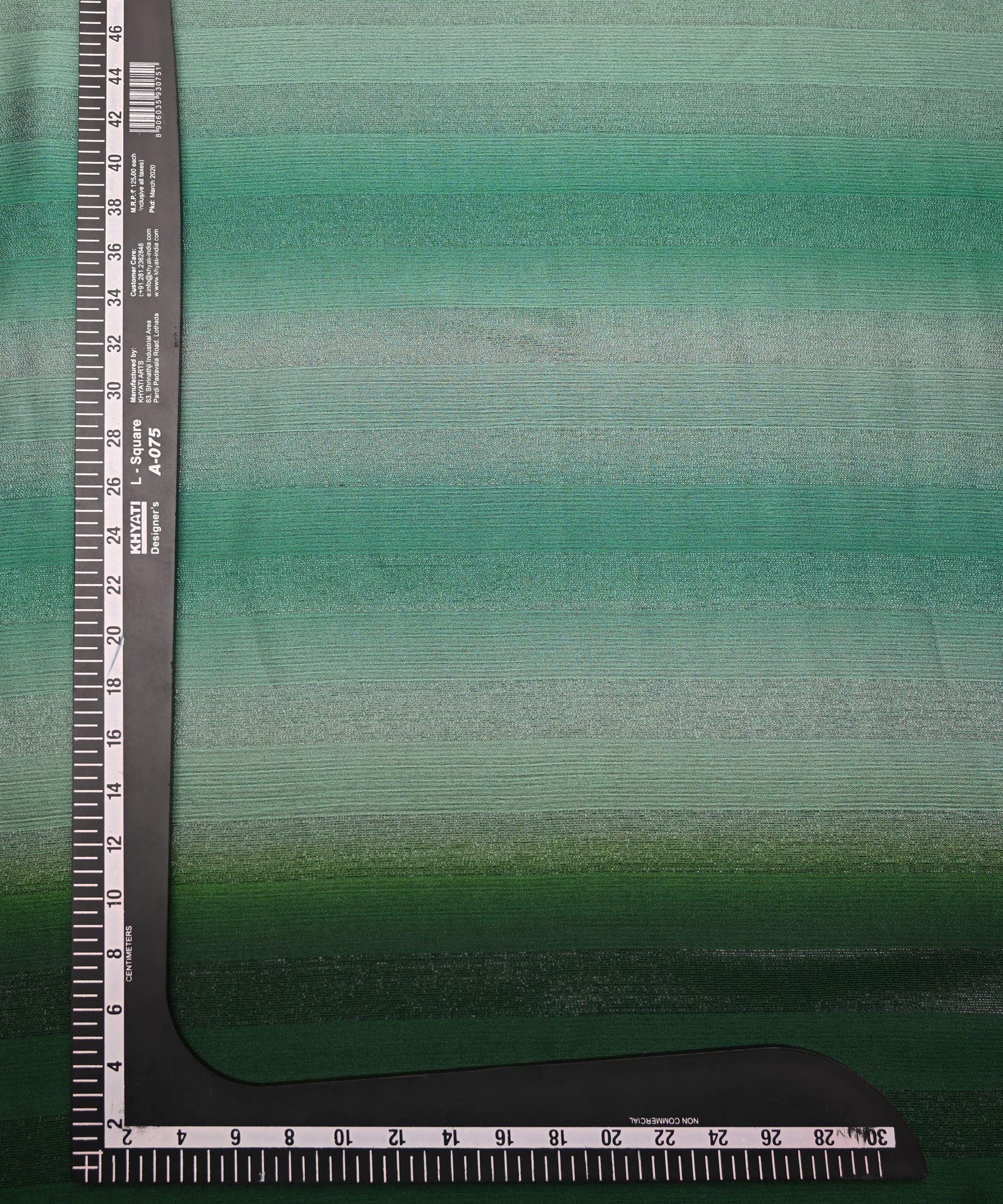 Dark Green Shaded Chiffon Fabric with Zari Patta