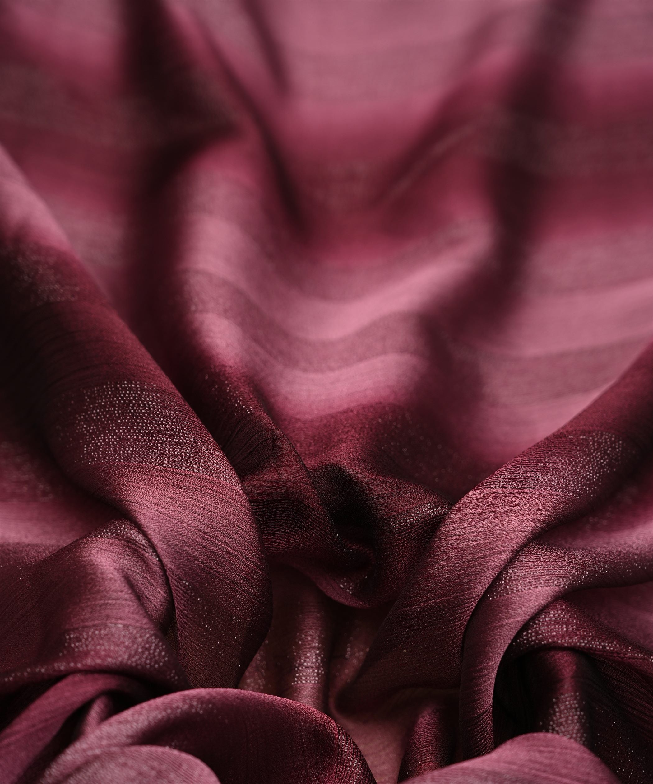 Dark Wine Shaded Chiffon Fabric with Zari Patta