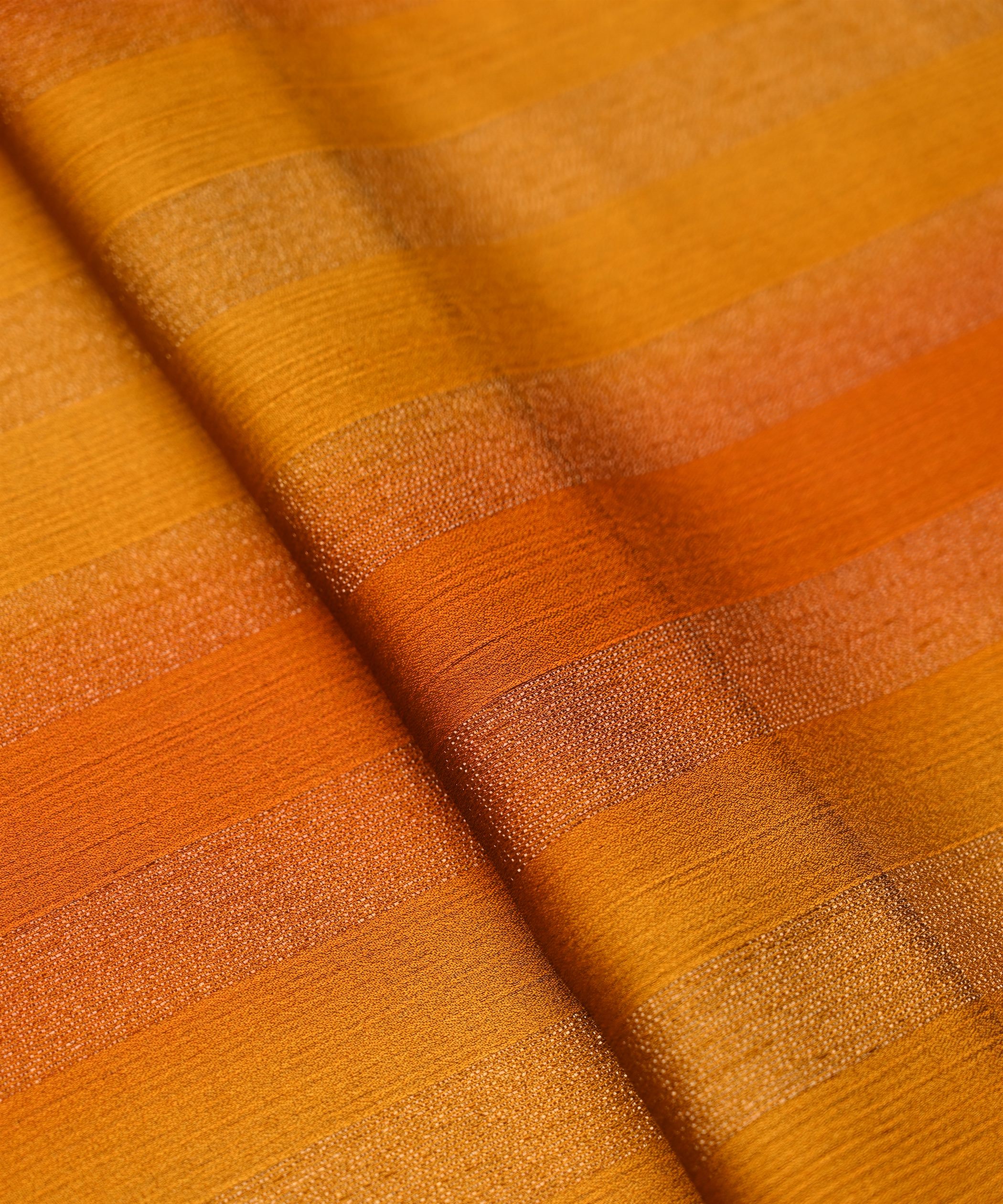 Mustard Yellow Shaded Chiffon Fabric with Zari Patta