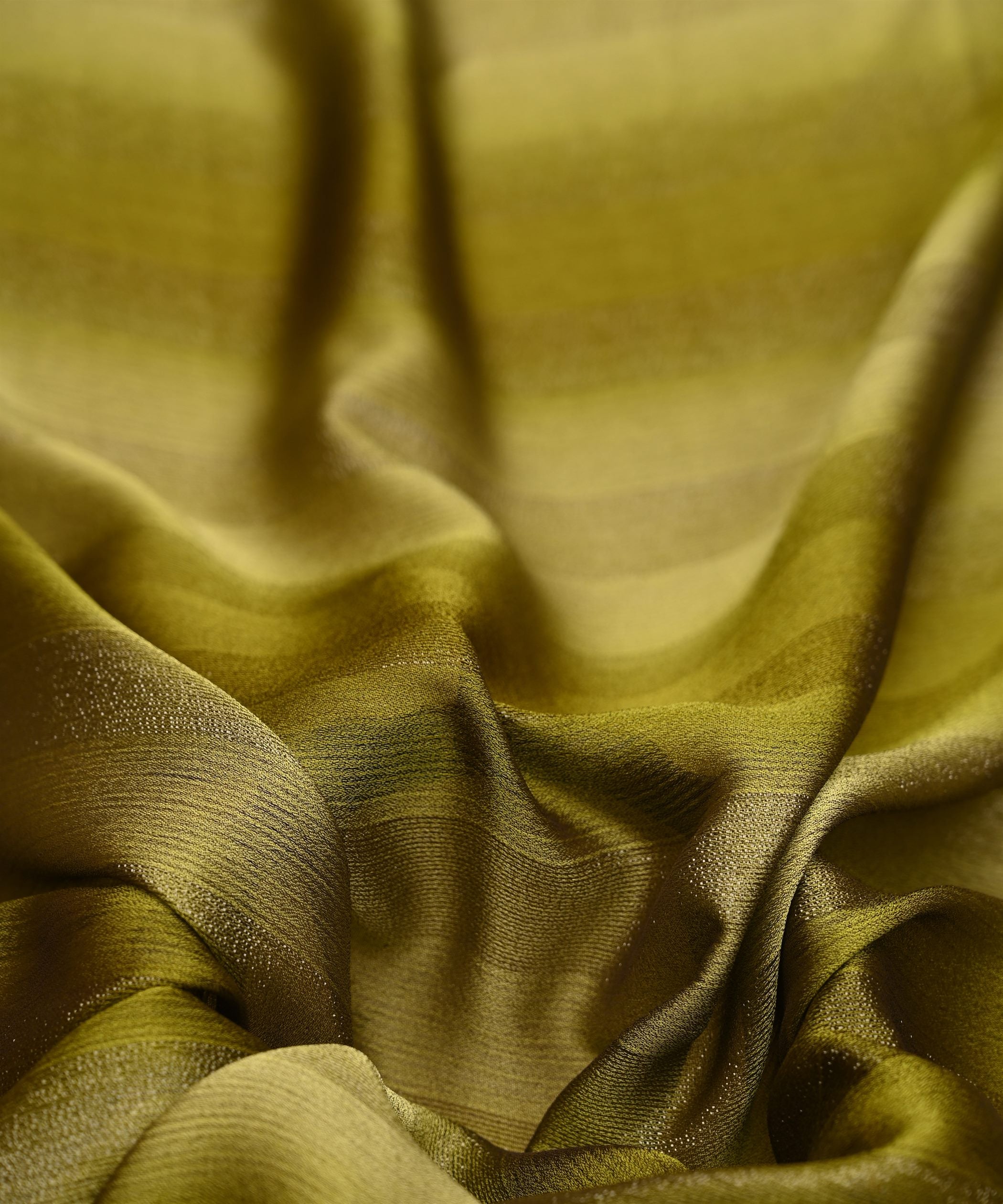 Olive Green Shaded Chiffon Fabric with Zari Patta