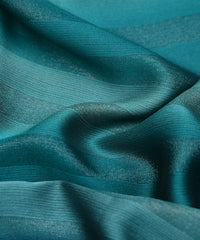 Teal Shaded Chiffon Fabric with Zari Patta