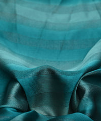 Teal Shaded Chiffon Fabric with Zari Patta