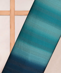 Teal Shaded Chiffon Fabric with Zari Patta