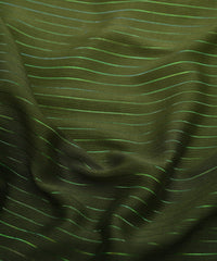 Bottle Green Shaded Chiffon Fabric with Zari Stripes