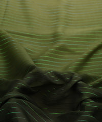 Bottle Green Shaded Chiffon Fabric with Zari Stripes