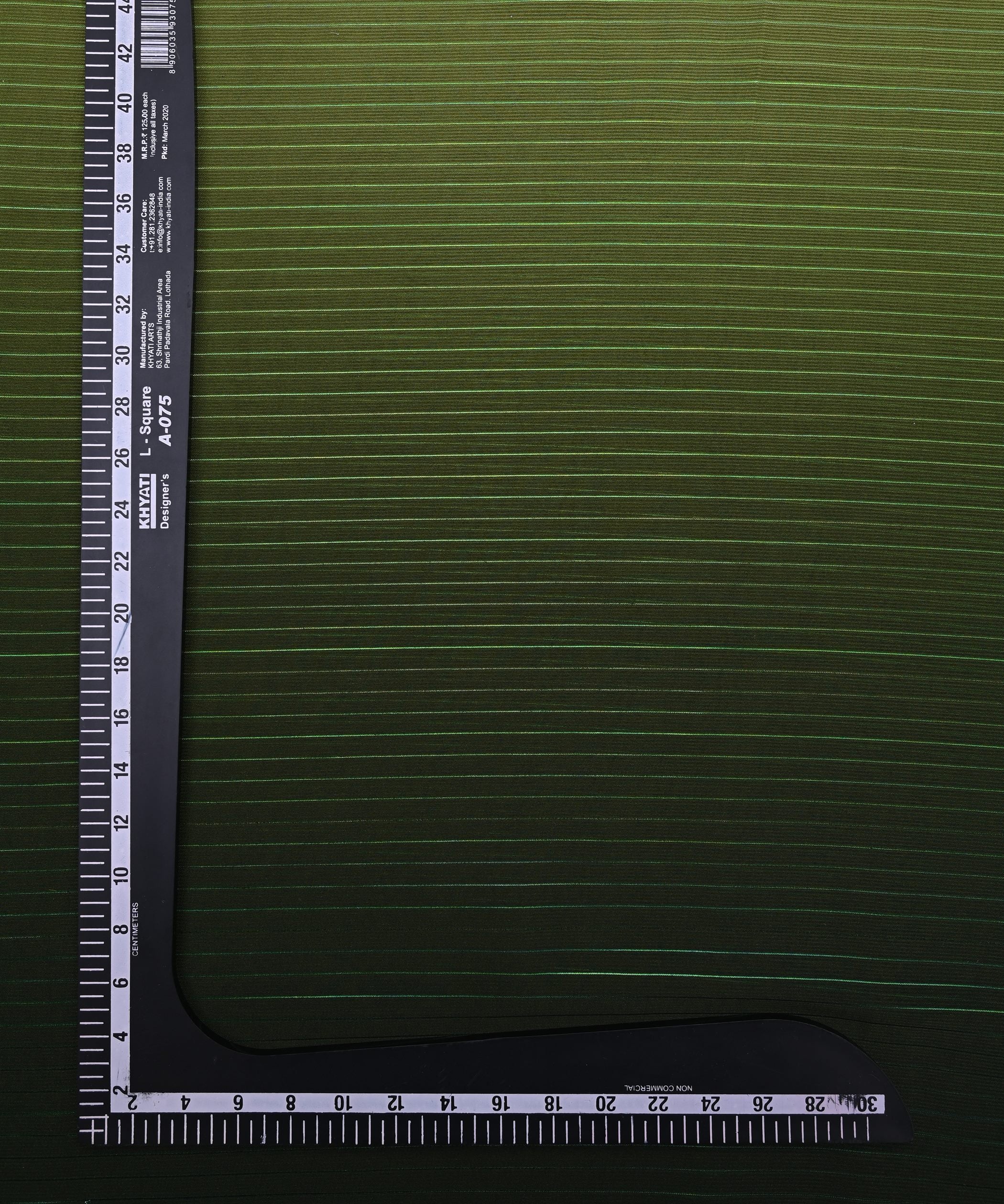 Bottle Green Shaded Chiffon Fabric with Zari Stripes