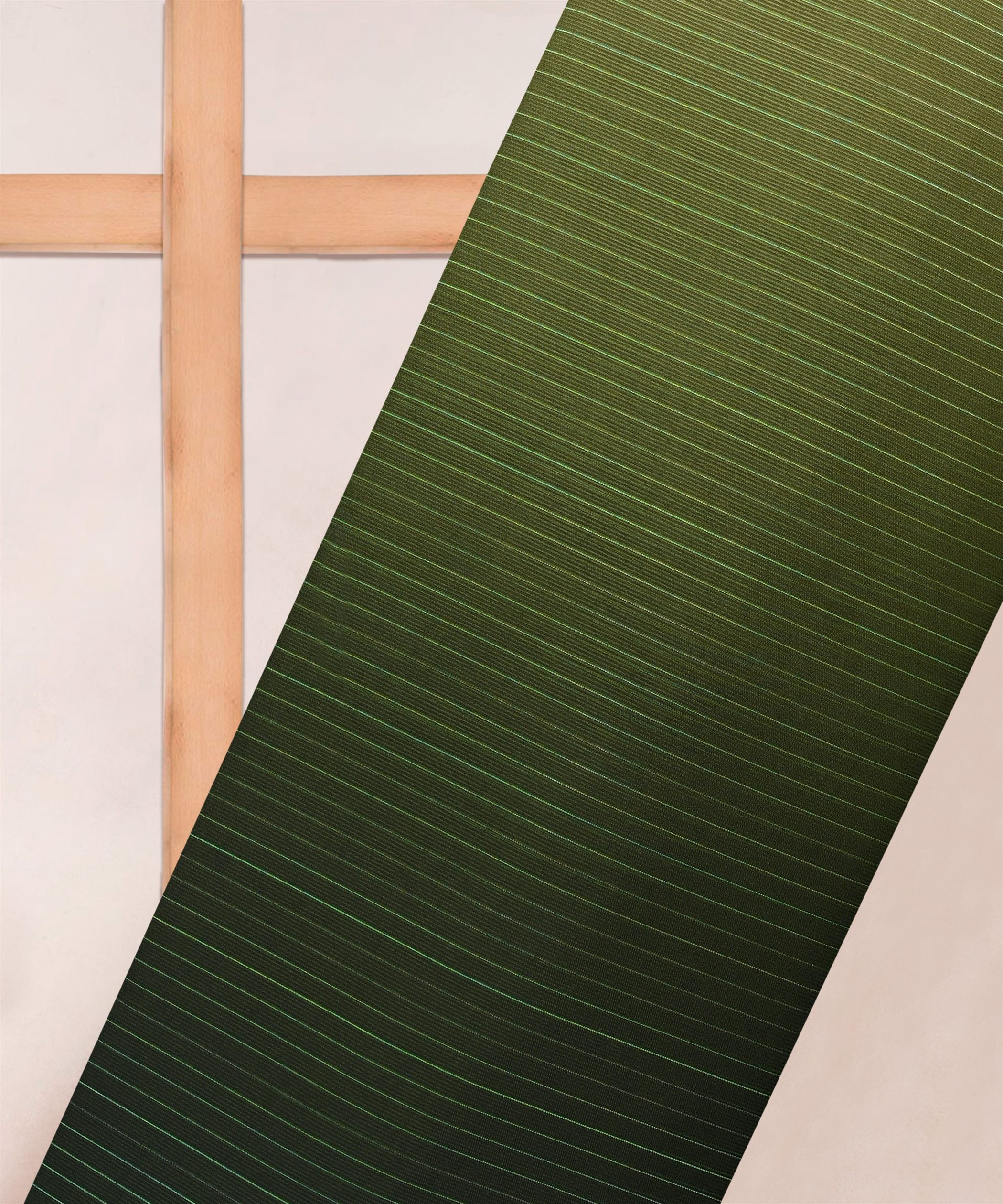 Bottle Green Shaded Chiffon Fabric with Zari Stripes