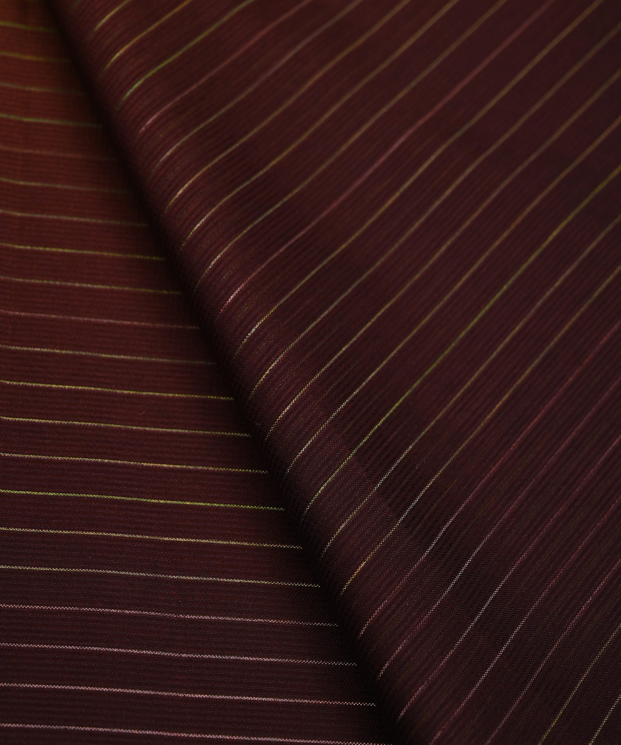 Brown Shaded Chiffon Fabric with Zari Stripes