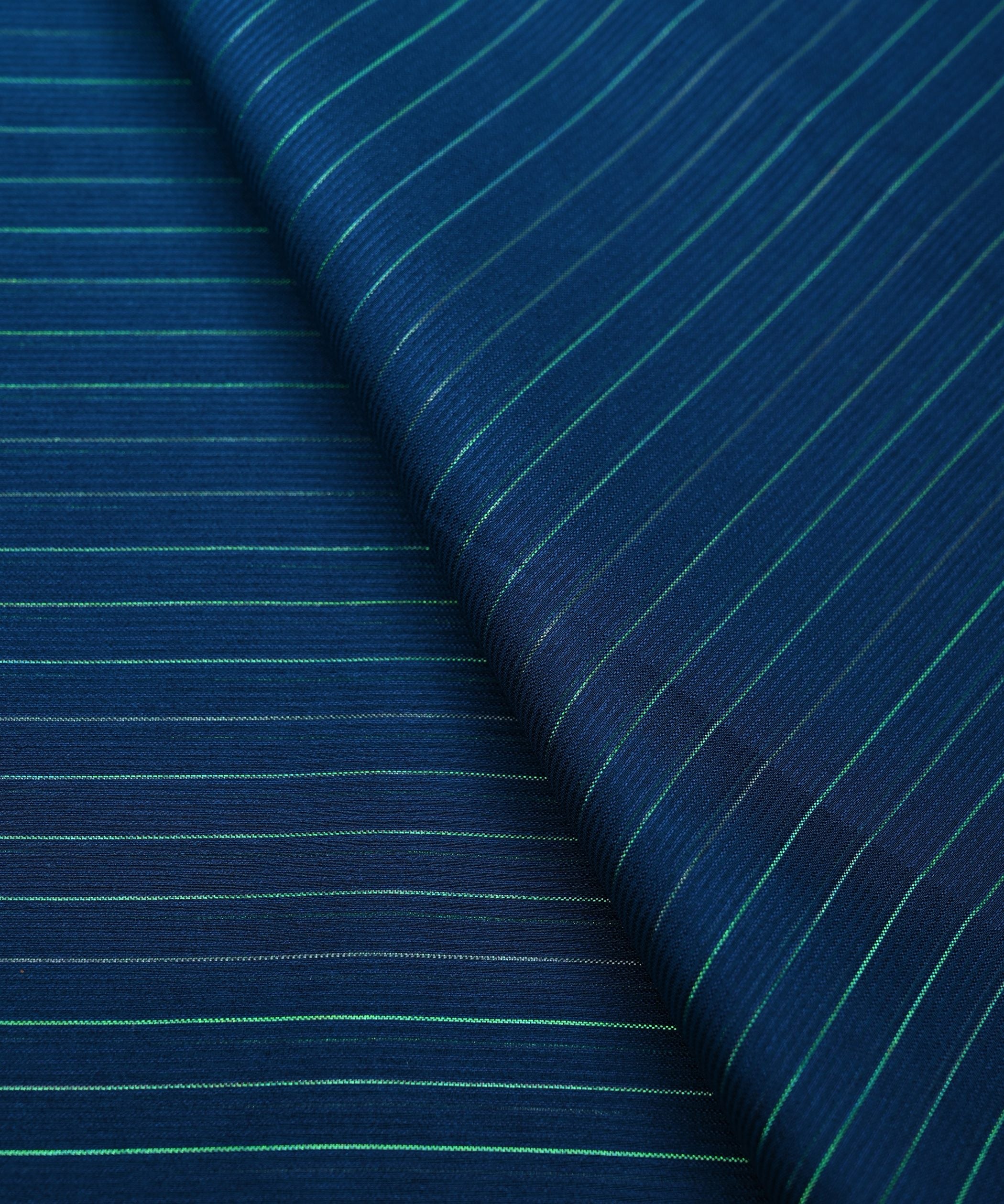 Dark Teal Shaded Chiffon Fabric with Zari Stripes
