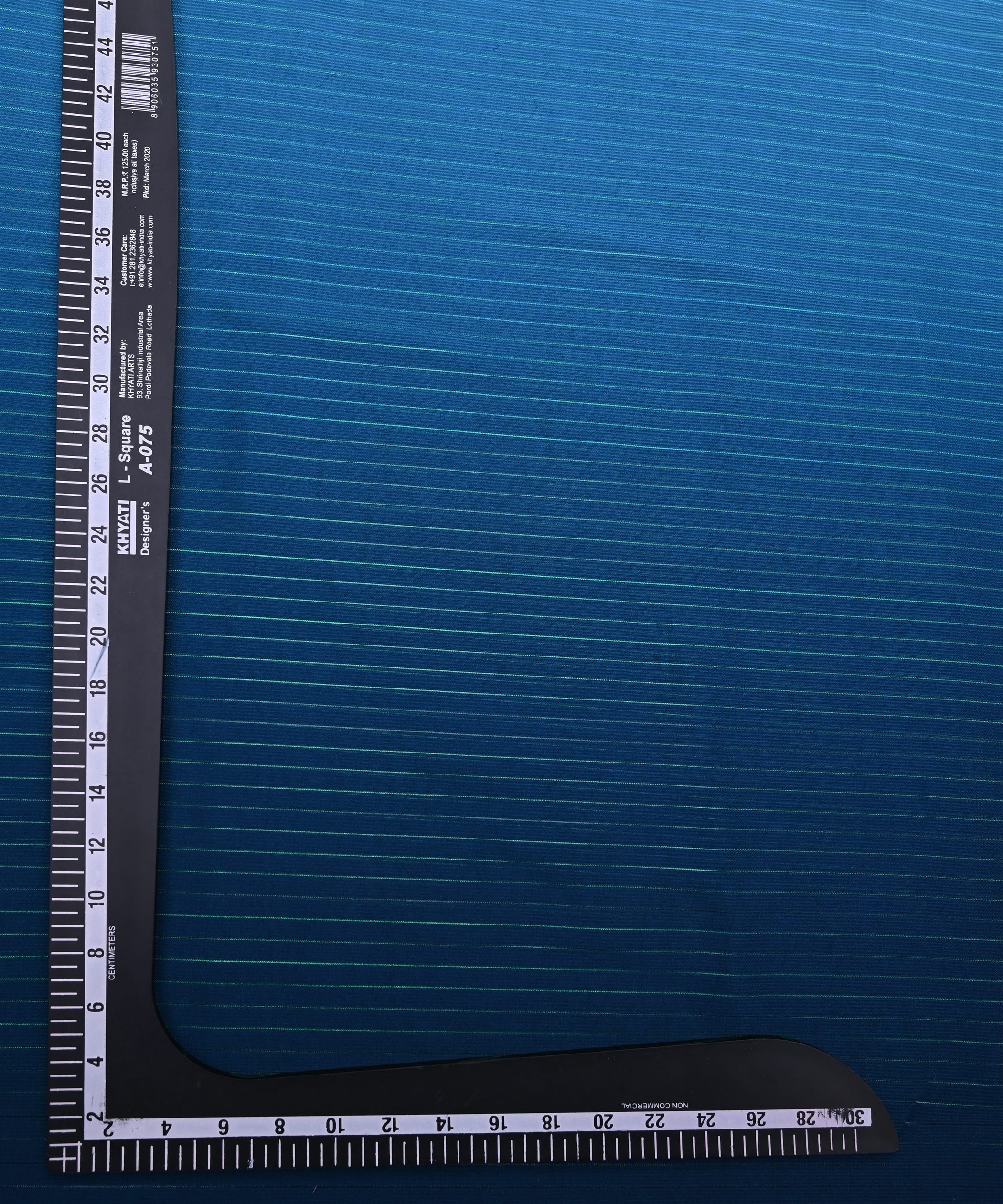Dark Teal Shaded Chiffon Fabric with Zari Stripes