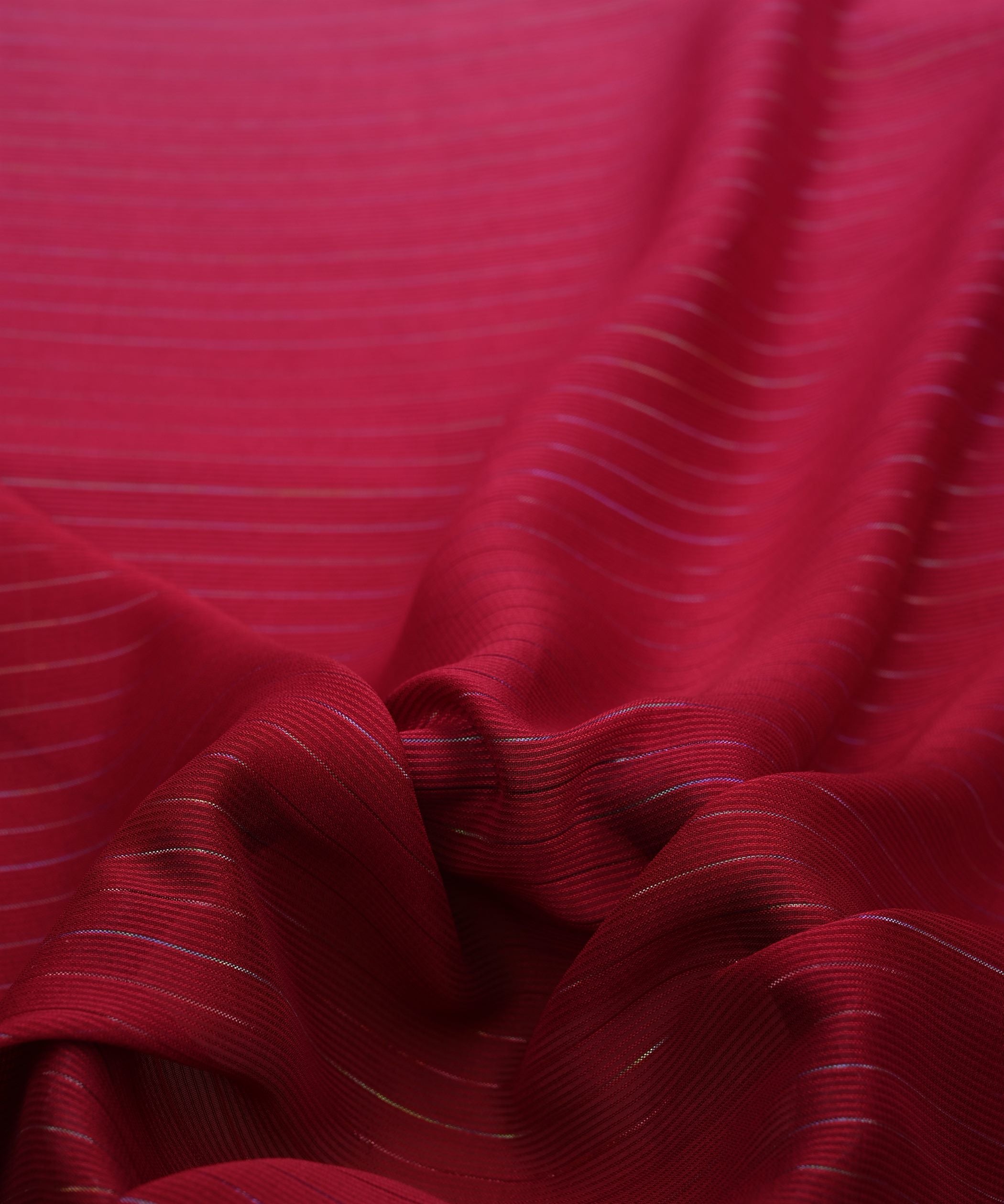 Red Shaded Chiffon Fabric with Zari Stripes