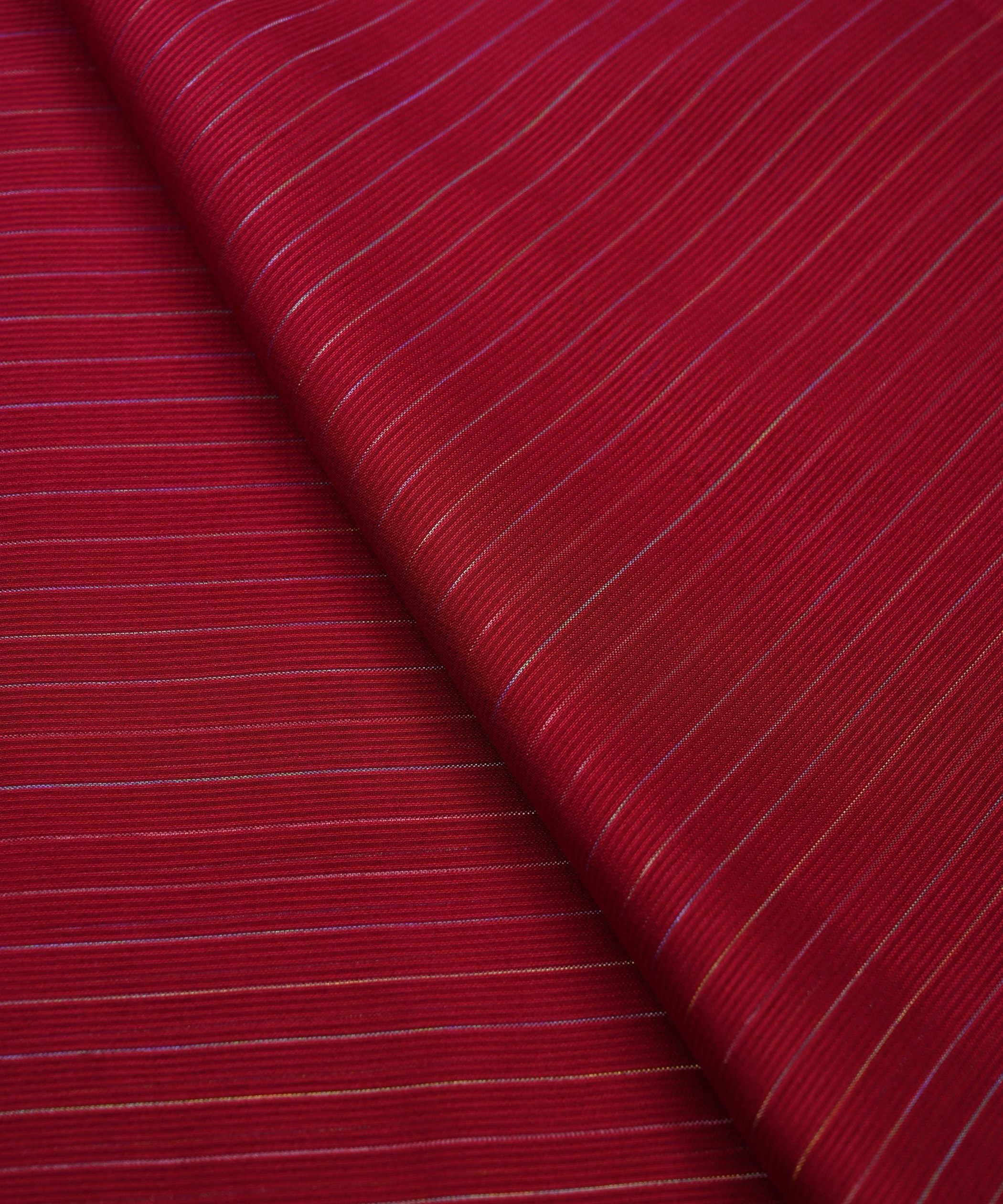 Red Shaded Chiffon Fabric with Zari Stripes