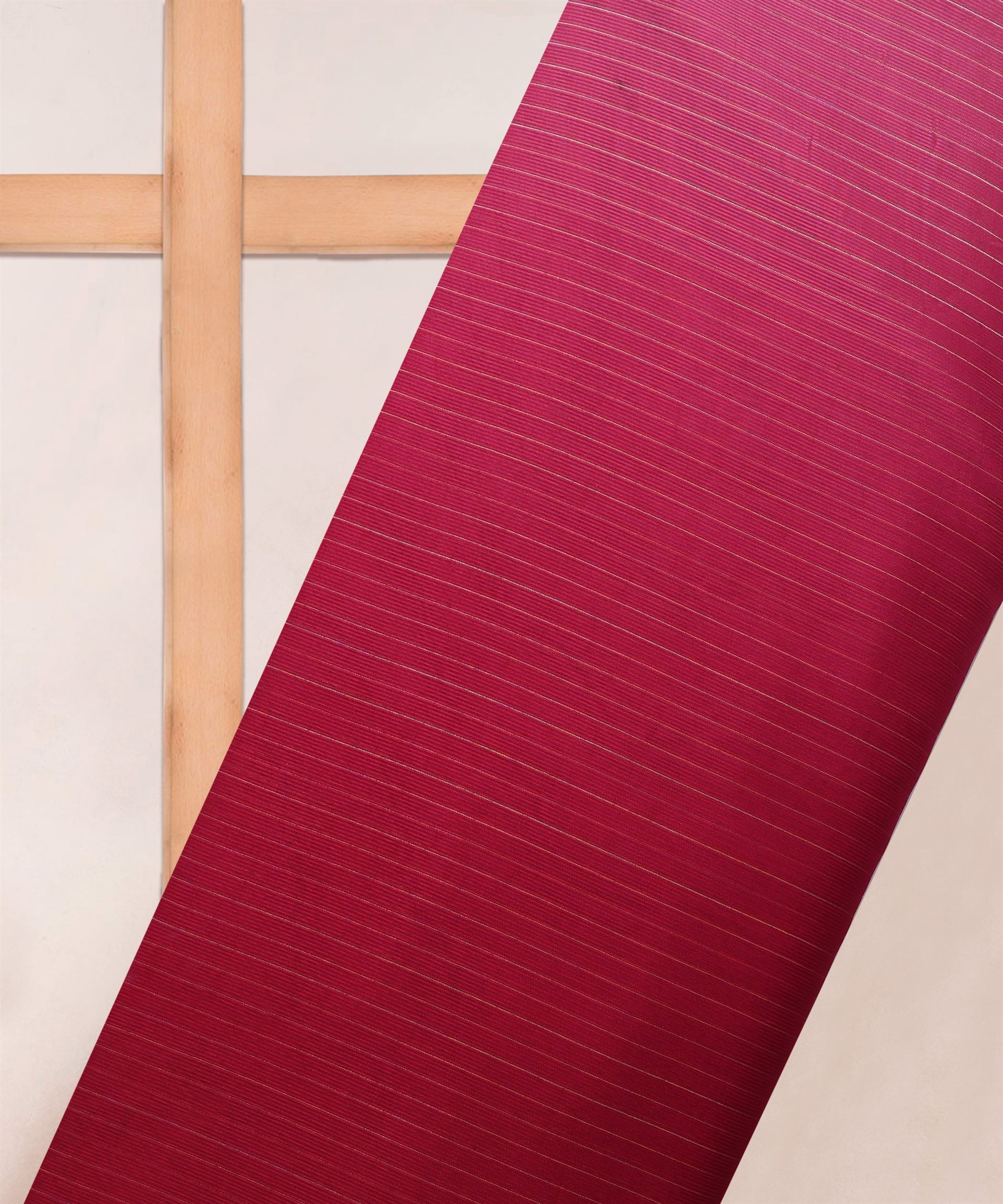 Red Shaded Chiffon Fabric with Zari Stripes