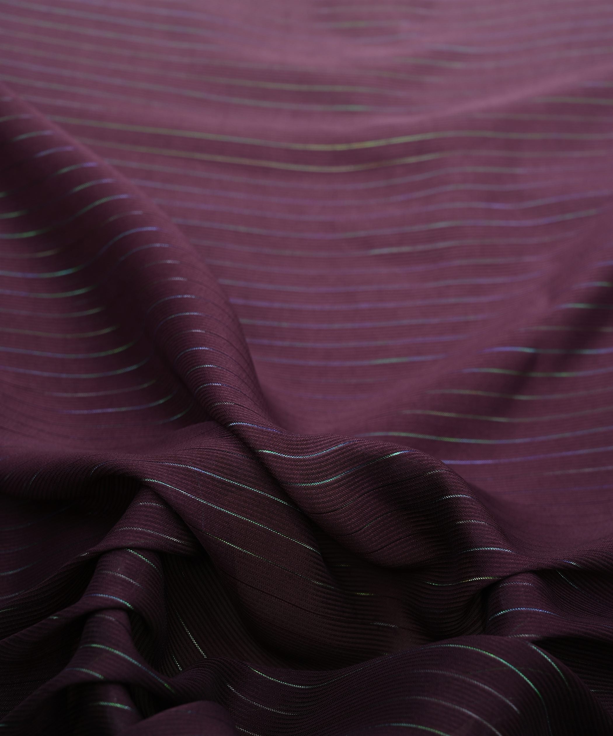 Violet Shaded Chiffon Fabric with Zari Stripes