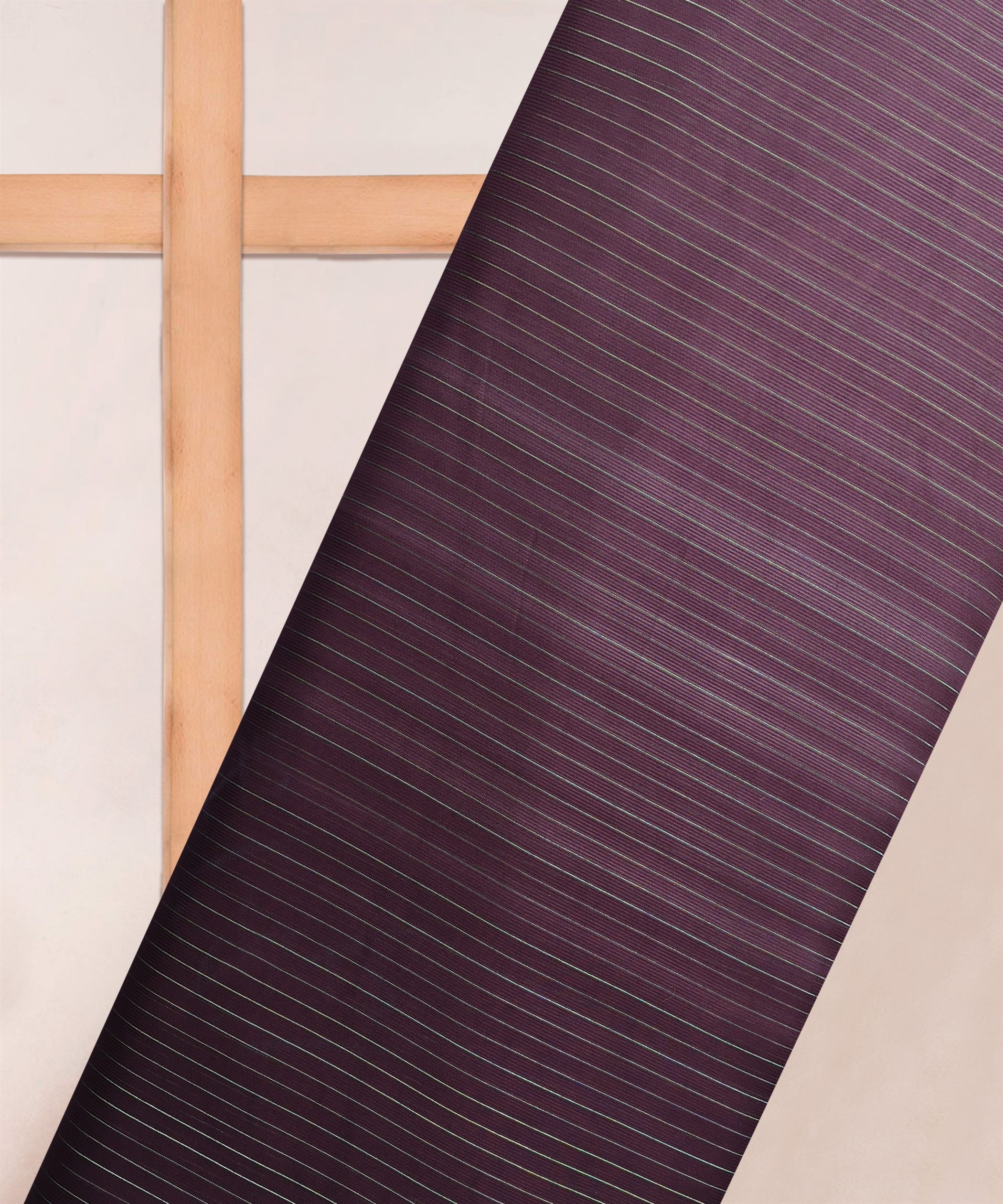 Violet Shaded Chiffon Fabric with Zari Stripes