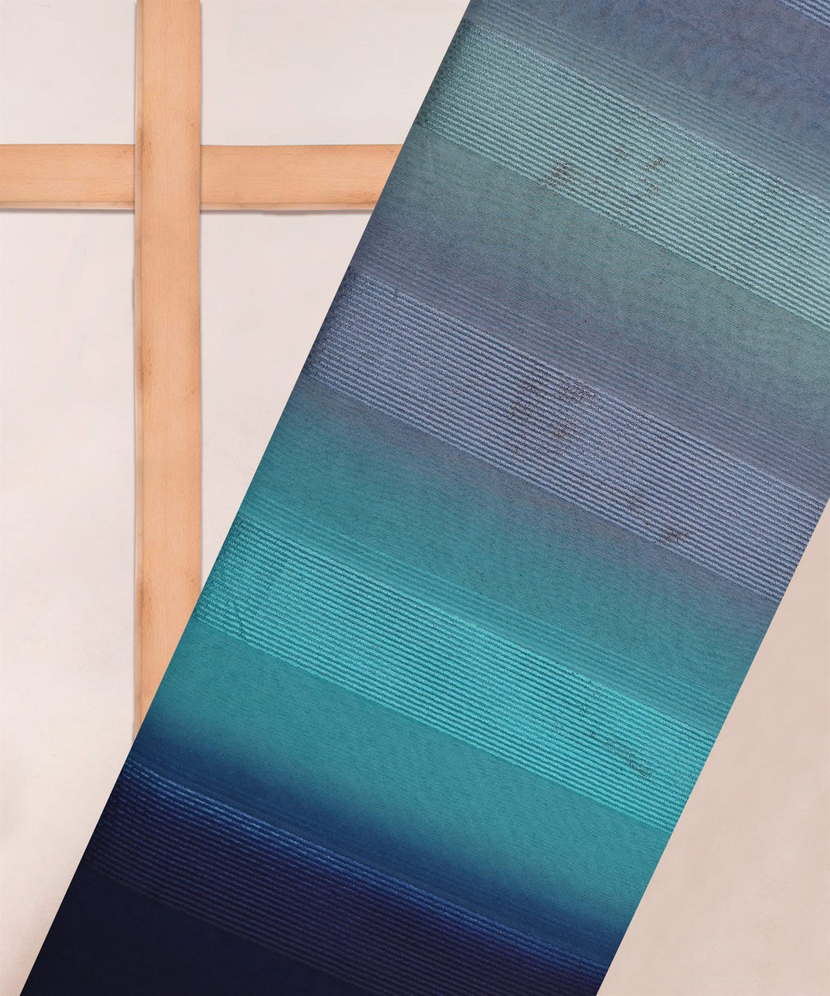 Aquamarine Shaded Georgette Fabric with Zari Patta