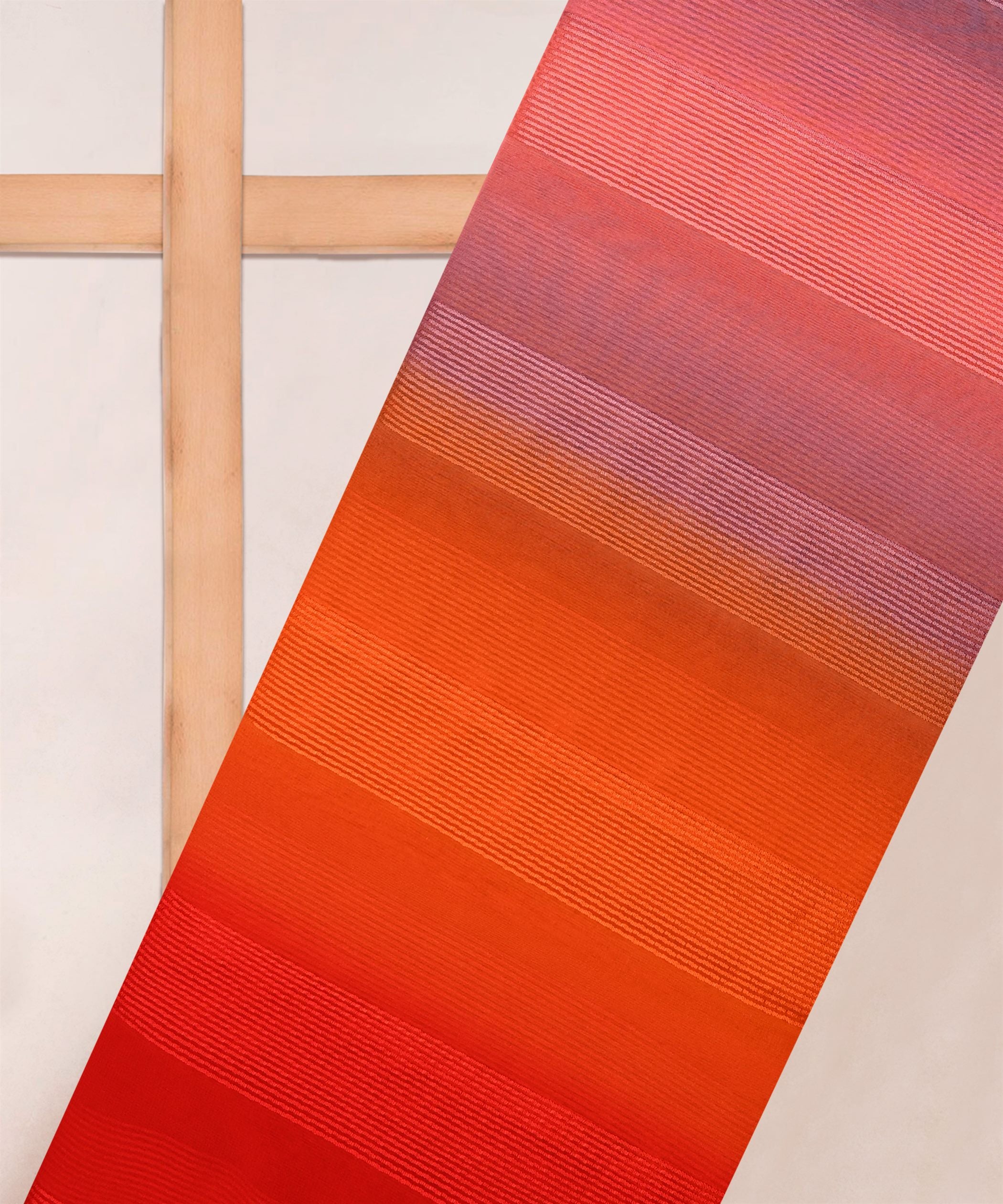 Orange Shaded Georgette Fabric with Zari Patta
