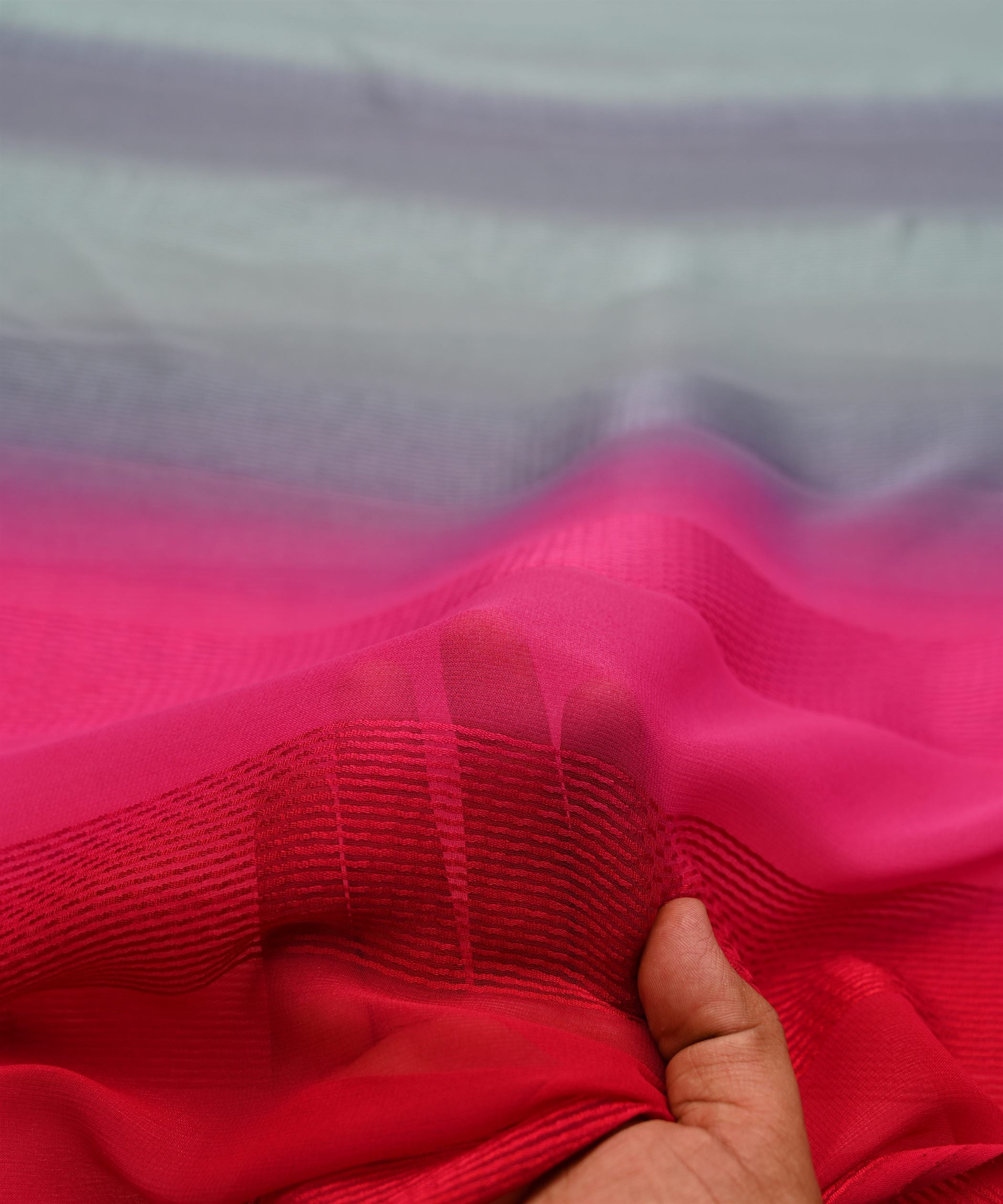 Pink Shaded Georgette Fabric with Zari Patta