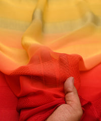 Yellow Shaded Georgette Fabric with Zari Patta