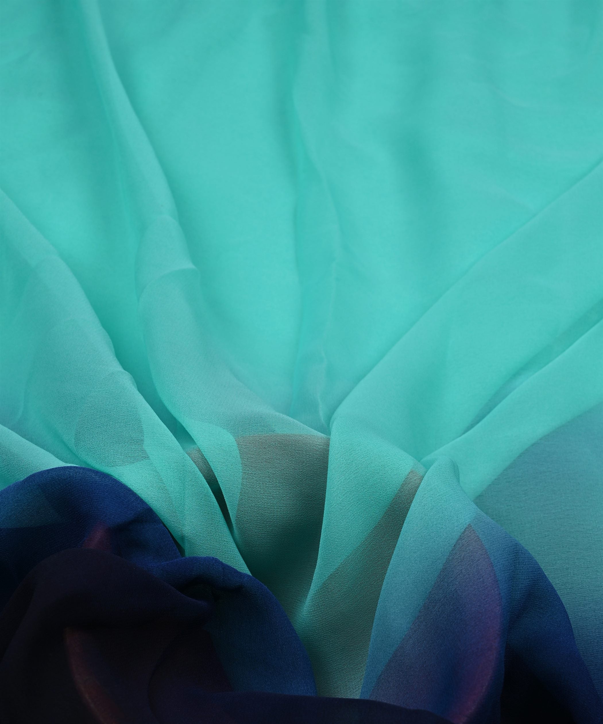 Aqua Blue & Navy Blue Shaded Georgette Fabric
