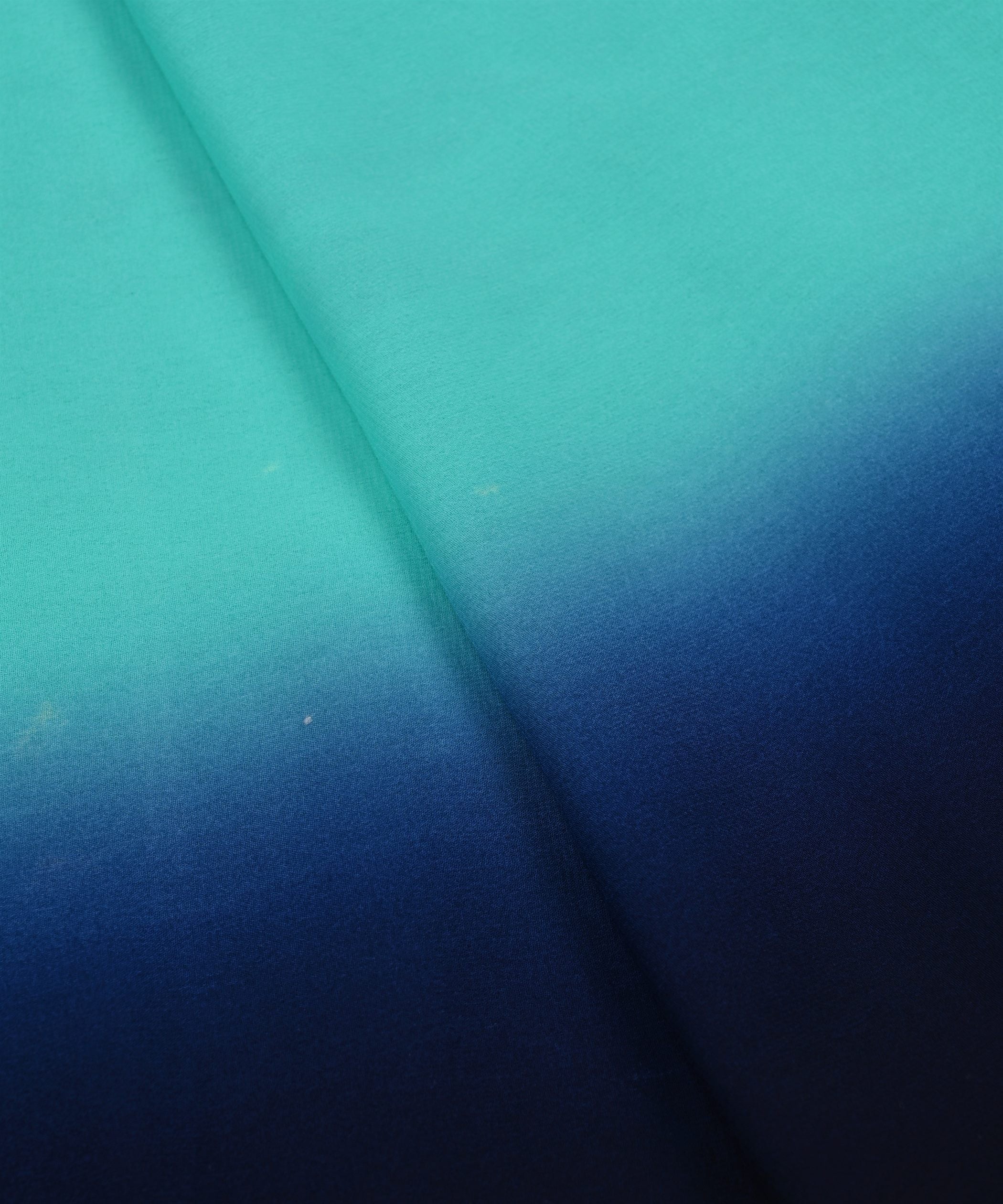Aqua Blue & Navy Blue Shaded Georgette Fabric