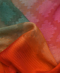 Orange Shaded Georgette Fabric with Jacquard