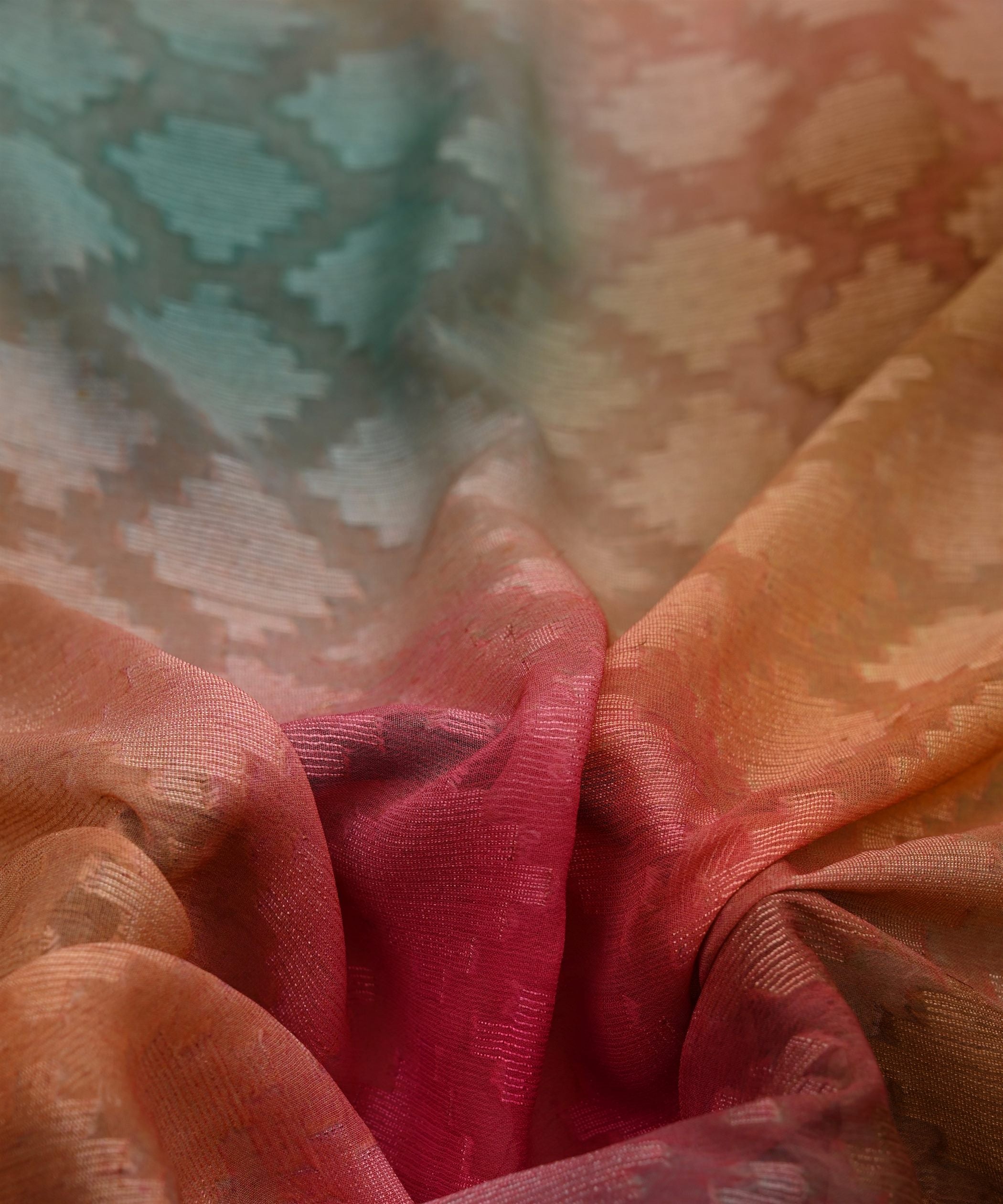 Pink Shaded Georgette Fabric with Jacquard