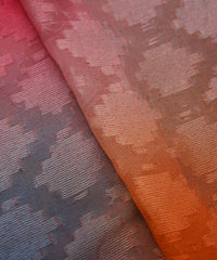 Red Shaded Georgette Fabric with Jacquard