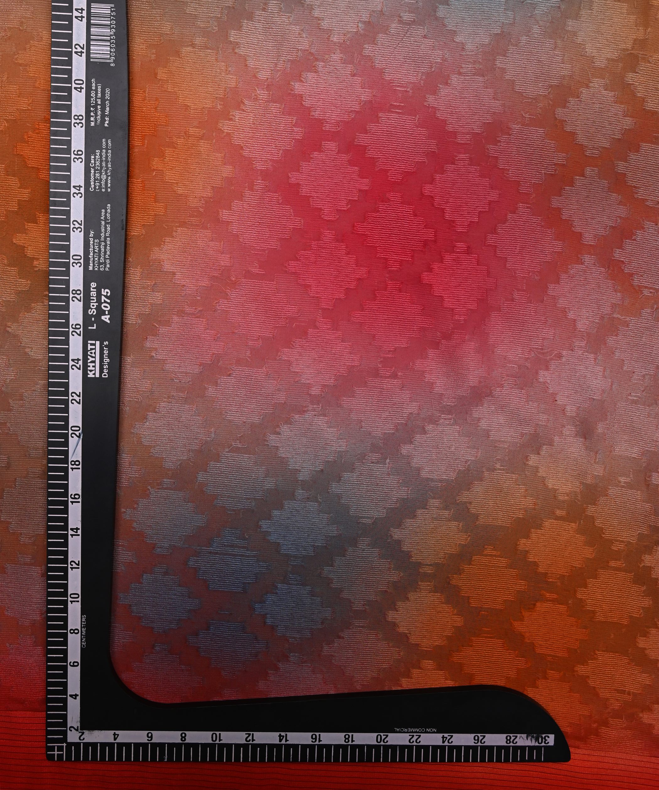 Red Shaded Georgette Fabric with Jacquard
