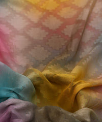 Sky Blue Shaded Georgette Fabric with Jacquard