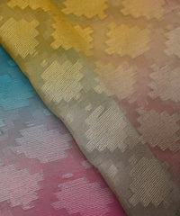 Sky Blue Shaded Georgette Fabric with Jacquard