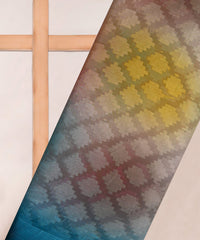 Sky Blue Shaded Georgette Fabric with Jacquard